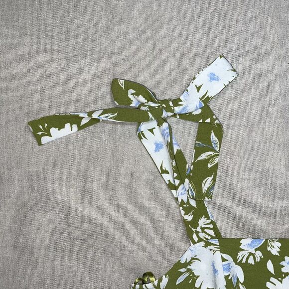 Monteau Los Angeles Chartreuse Green and White Floral Midi Dress - Medium - Picture 5 of 11